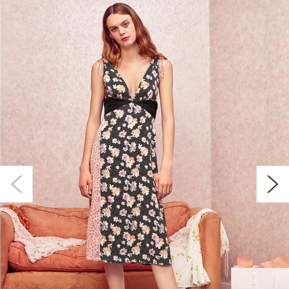 UO Ryker Mixed Print Midi Dress